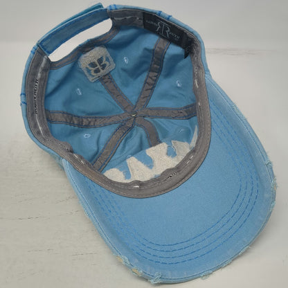 Robin Ruth Baseball Cap Blue One Size Texas Floral Embroidered Distressed Hat
