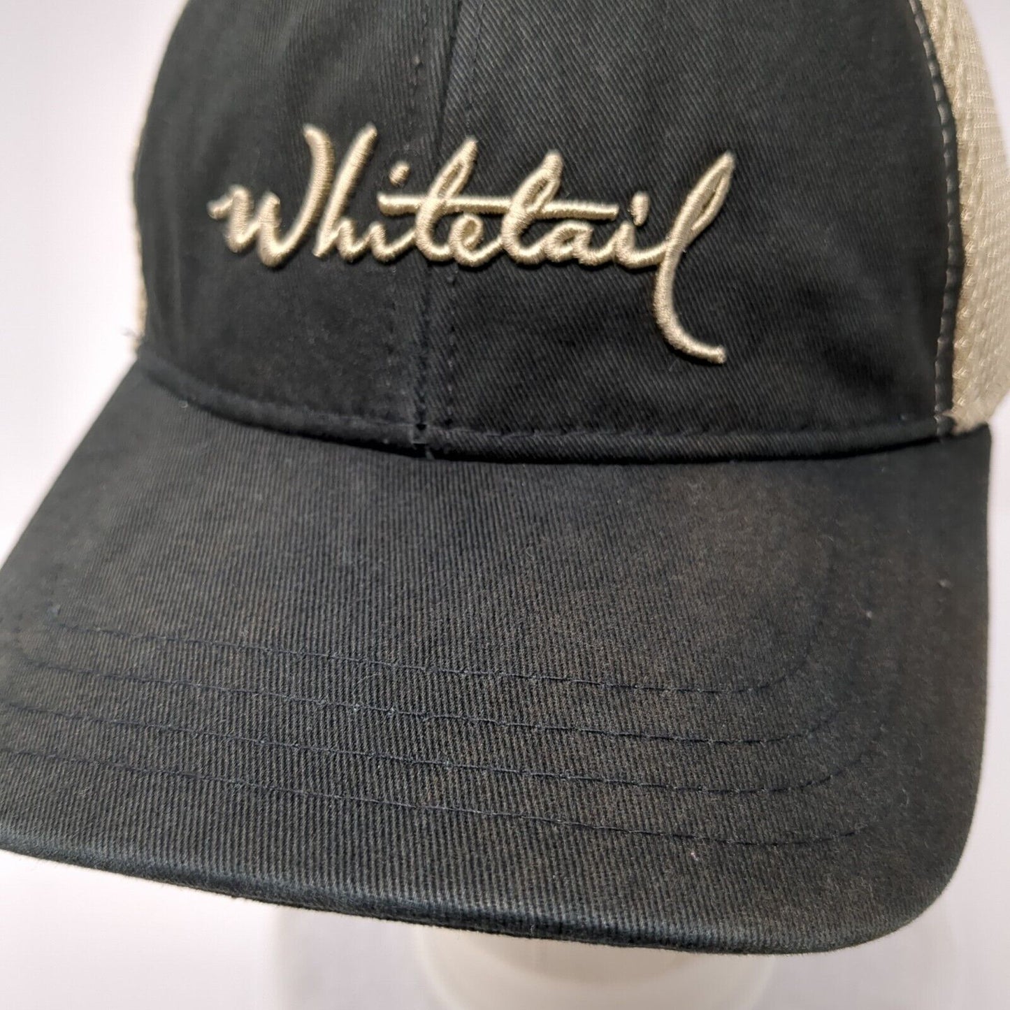 Whitetail Staff Strapback Mesh Back Hat Black One Size Adjustable Pukka