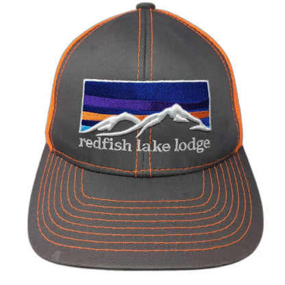 Outdoor Cap Baseball Cap Gray Orange One Size Redfish Lake Lodge Idaho Mesh Hat