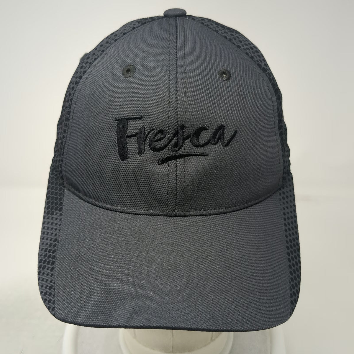 Sport-Tek Baseball Cap Gray One Size Fresca Logo Mesh Back Strapback Hat Hex