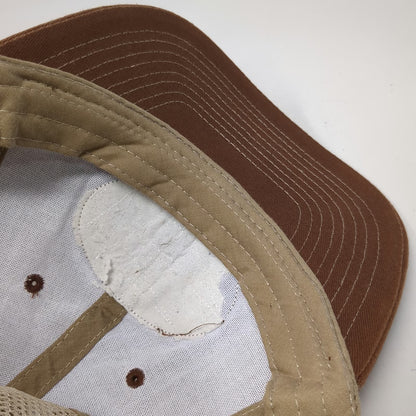 Western Trailers Trucker Hat Brown Beige One Size Snapback Mesh Leather Patch
