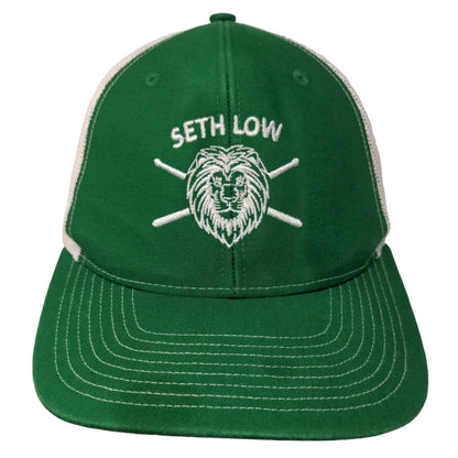 Seth Low Lion Snapback Mesh Back Trucker Hat Green One Size Embroidered