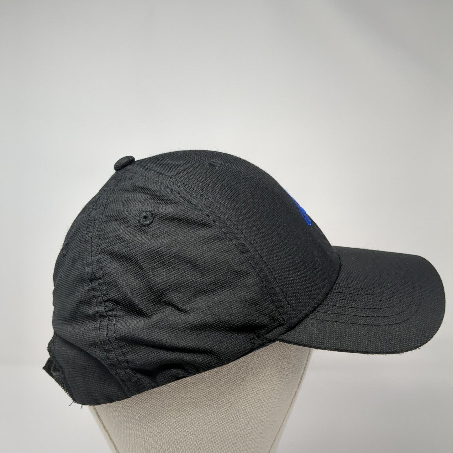 Image Solutions Strapback Hat Black One Size Embroidered Logo 6 Panel