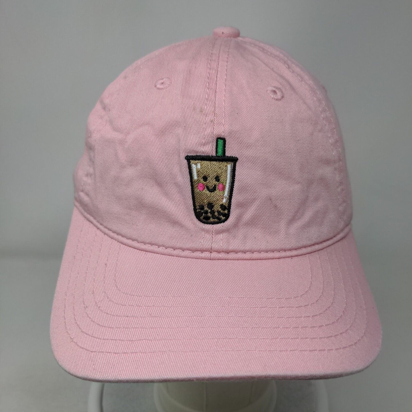Boba Bubble Tea Slideback Hat Pink One Size Embroidered ChoKoLids