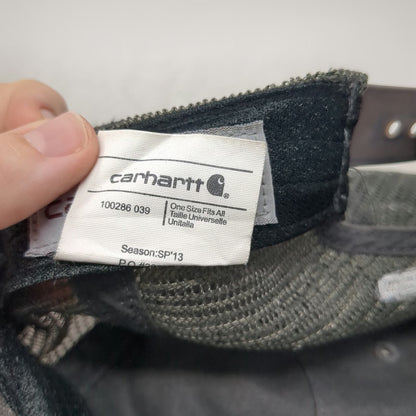 Carhartt Trucker Hat Gray One Size Mesh Back Patch Logo Snapback Workwear Firm