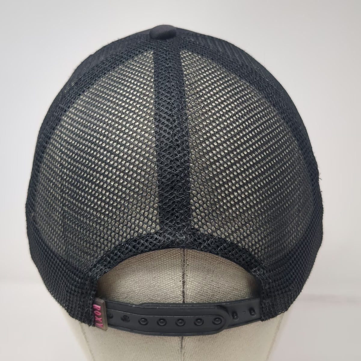 Roxy Trucker Hat Black Pink White One Size Mesh Snapback Heart Graphic Logo