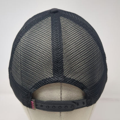 Roxy Trucker Hat Black Pink White One Size Mesh Snapback Heart Graphic Logo