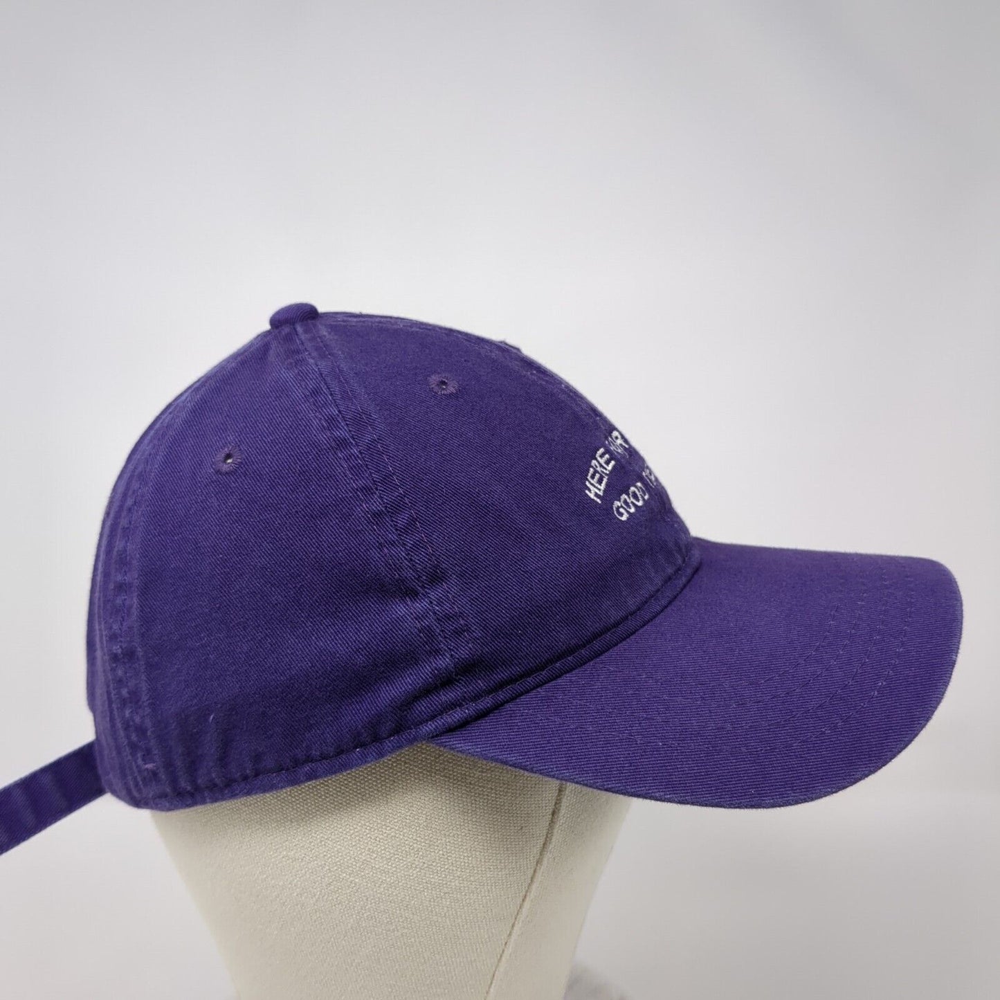 Here For The Good Times Slideback Hat Purple OSFM Adjustable Embroidered OC