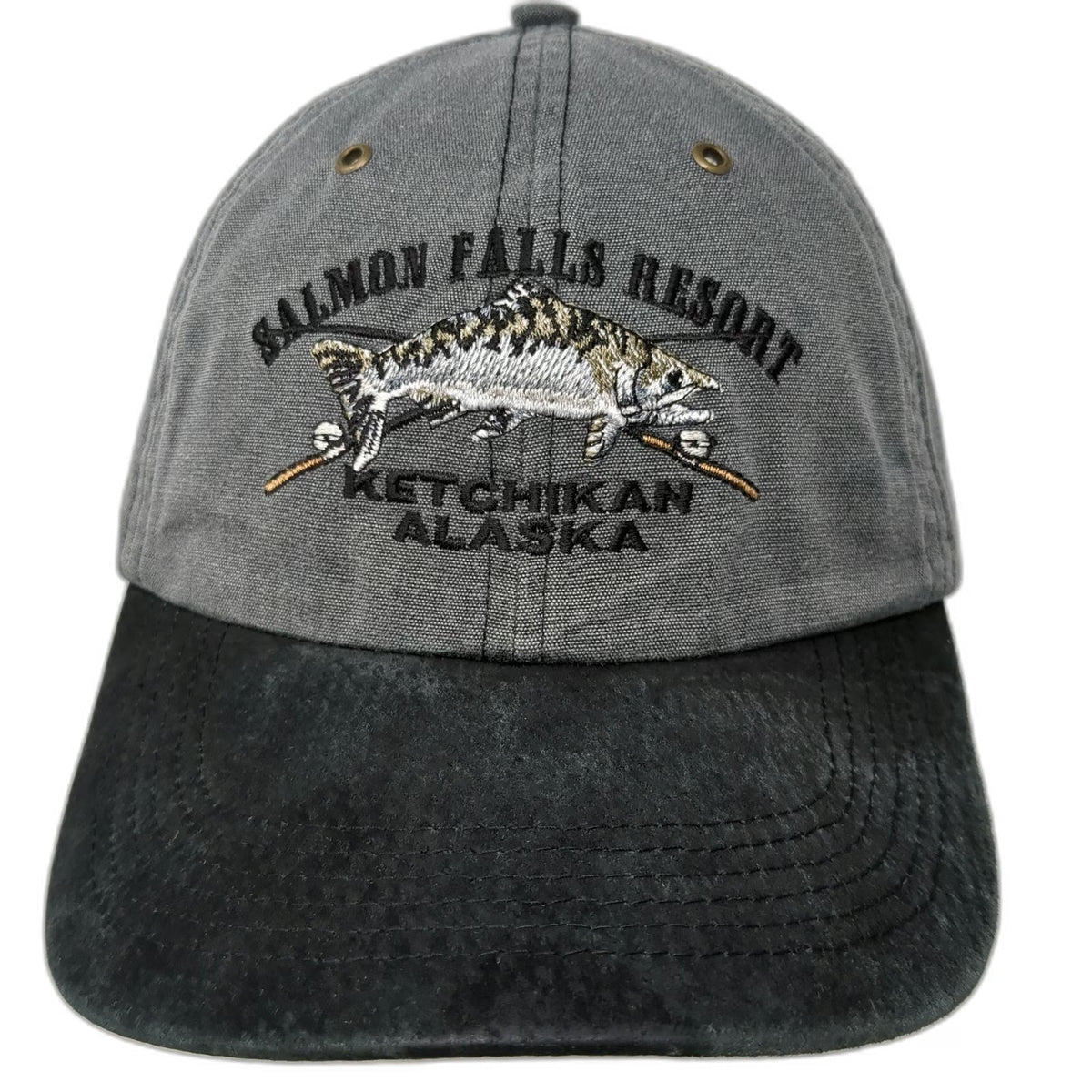 Cameo Baseball Cap Gray One Size Salmon Falls Resort Ketchikan Alaska Fishing