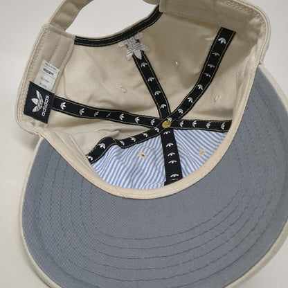 Adidas Baseball Cap Beige One Size Trefoil Logo Slideback Pinstripe Lining Hat