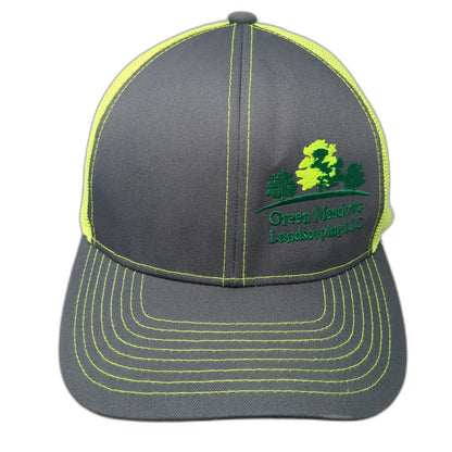 Pacific Headwear Trucker Hat Gray One Size Green Meadows Landscaping Mesh Logo