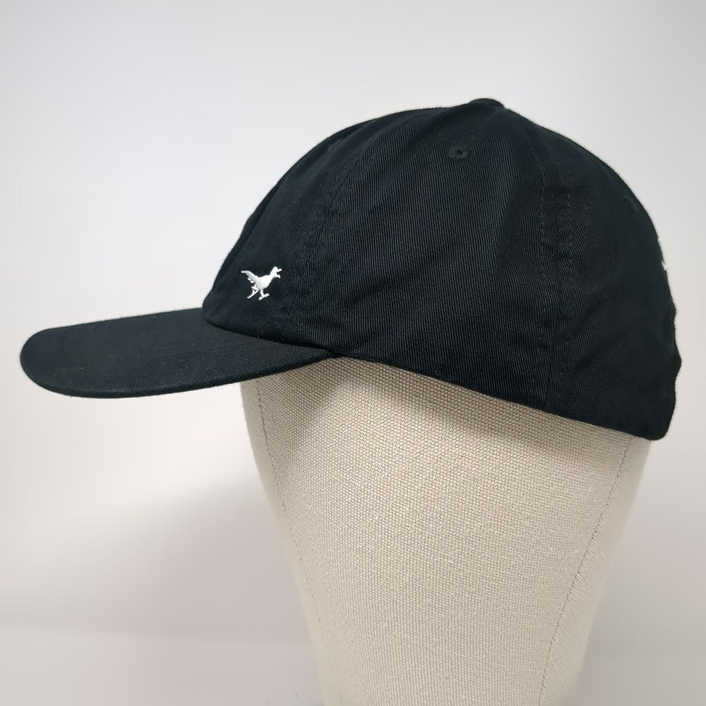 Yupoong Baseball Cap Black White One Size JIFU Bird Logo Cotton Hat Slideback