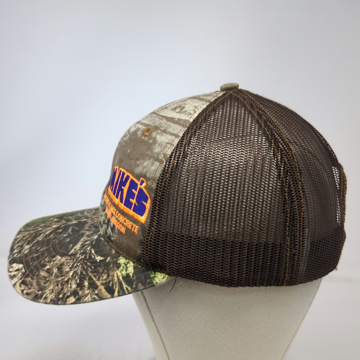 Richardson Trucker Hat Brown One Size Camo Mike's Mobile Mix Concrete Bend OR