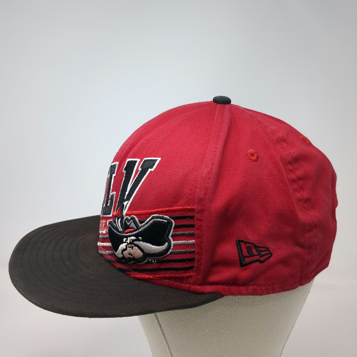 New Era UNLV Rebels NCAA Red Snapback Hat OS OSFM Flat Brim Mascot Logo Cap