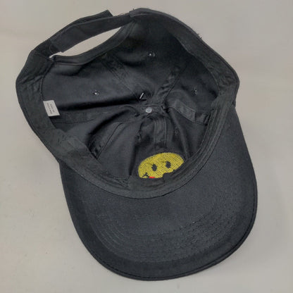 Unbranded Men's Strapback Hat Black Adjustable Fuzzy Smiley Face Logo