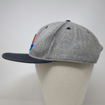Numskull PlayStation Logo Gray Snapback Hat One Size Controller Pattern Flat