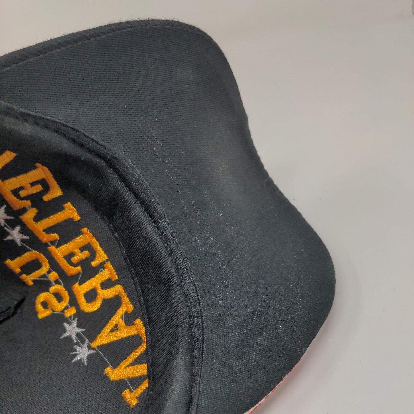 US Veteran Strapback Hat Black One Size Adjustable Embroidered Flag Patriotic
