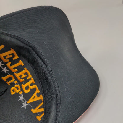 US Veteran Strapback Hat Black One Size Adjustable Embroidered Flag Patriotic