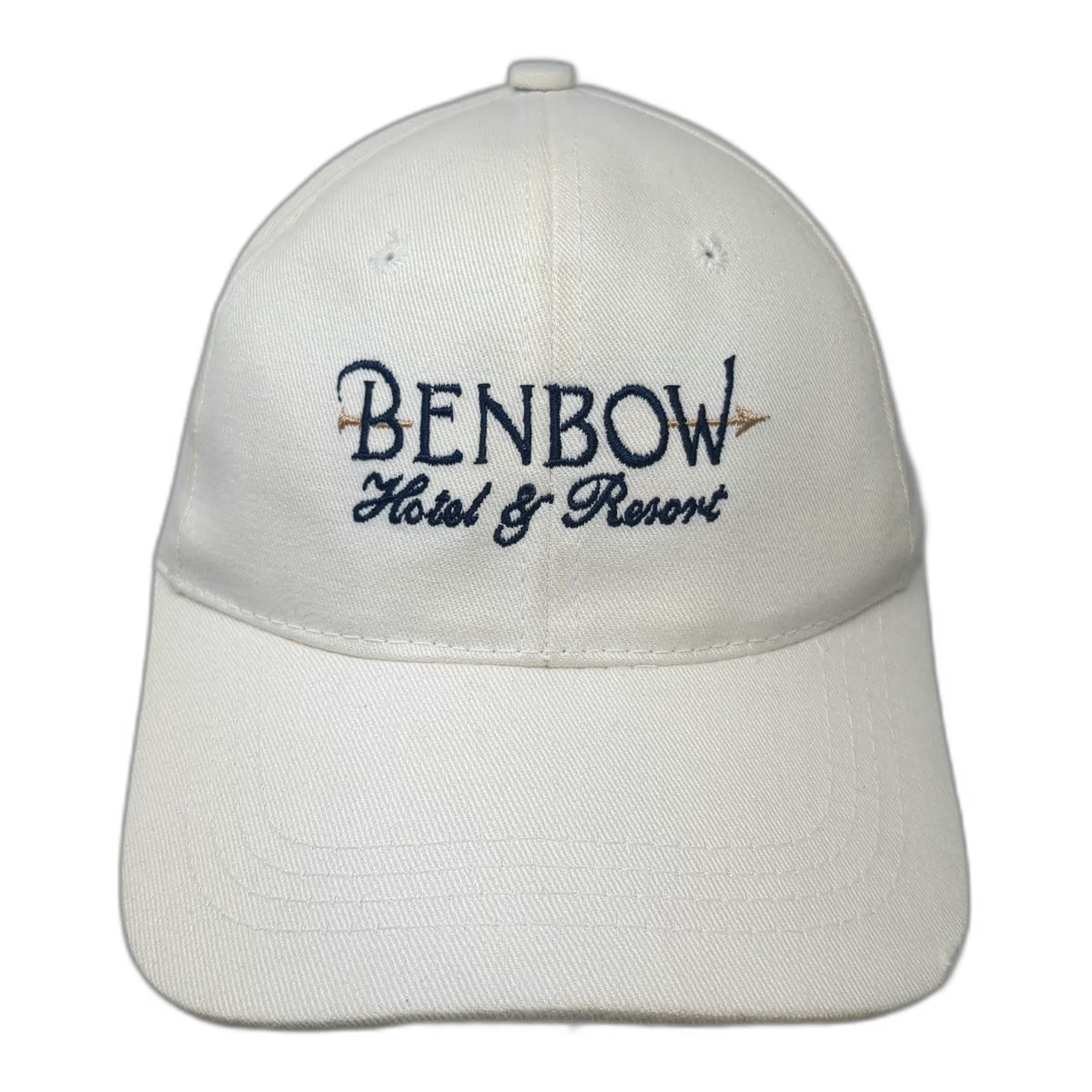 Town Talk Baseball Cap White One Size Benbow Hotel Resort Strapback Hat Cotton