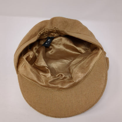 August Fitted Newsboy Cap Hat Brown One Size Solid Bow Outdoor