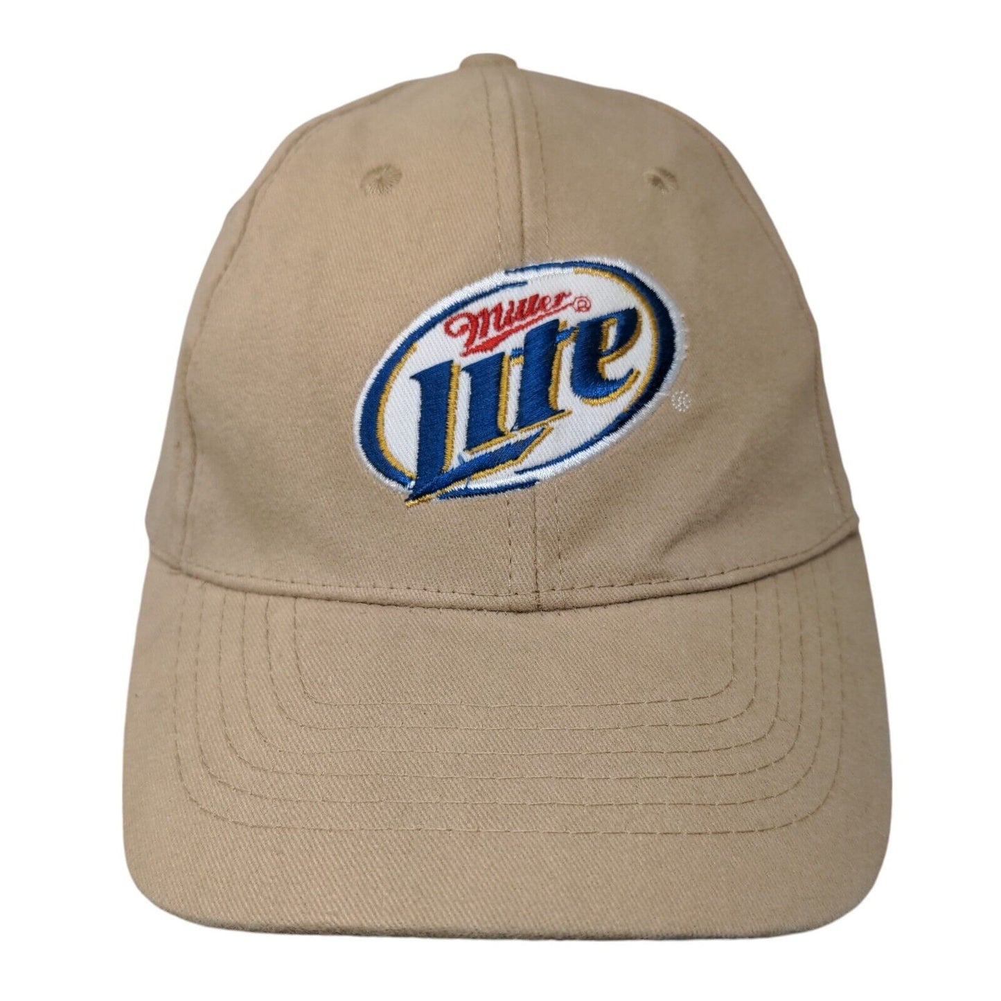 Miller Lite Strapback Hat Tan One Size Adjustable Embroidered 6 Panel ACME