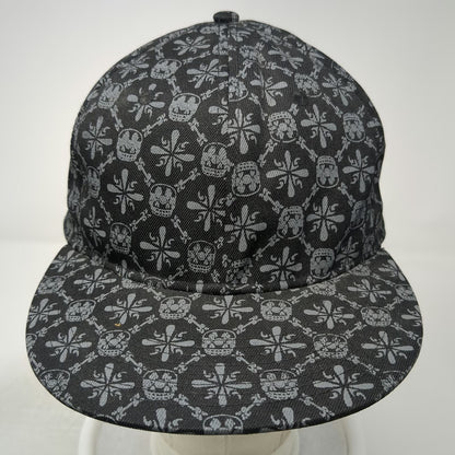oneballjay Baseball Cap Black 7 1/8 All Over Skull Cross Print Fitted Hat