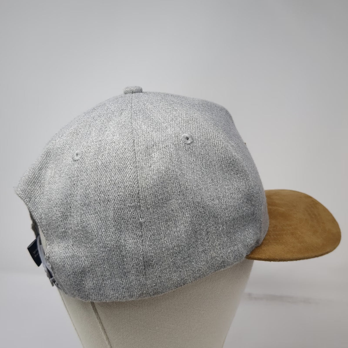 5 Panel Gray Hat One Size Suede Brim Leather Patch Snapback Mountain Wave