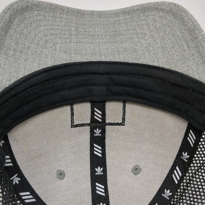 Adidas Gray Trucker Hat One Size Trefoil Logo Snapback Mesh Back 3 Stripes