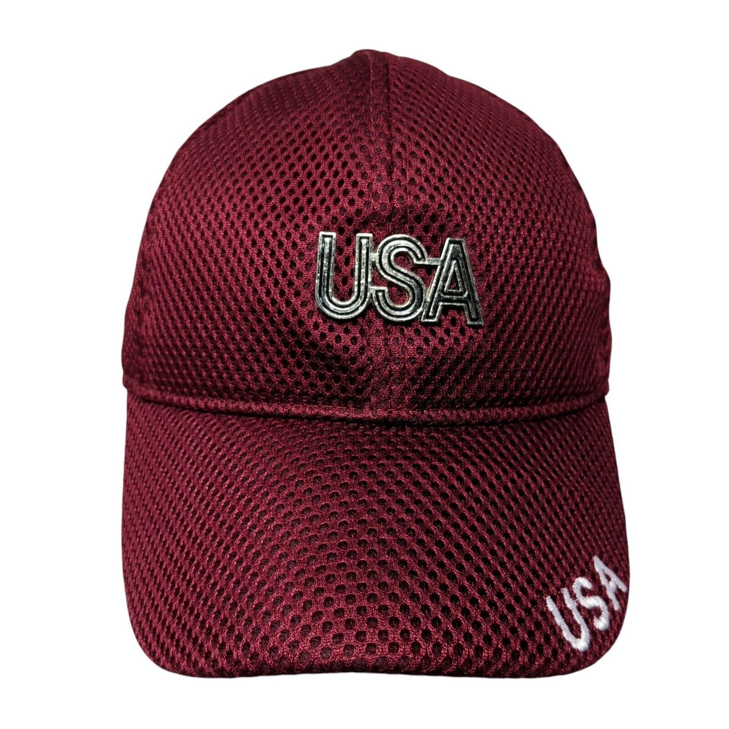 USA Strapback Hat Red One Size Adjustable Embroidered Patriotic 6 Panel
