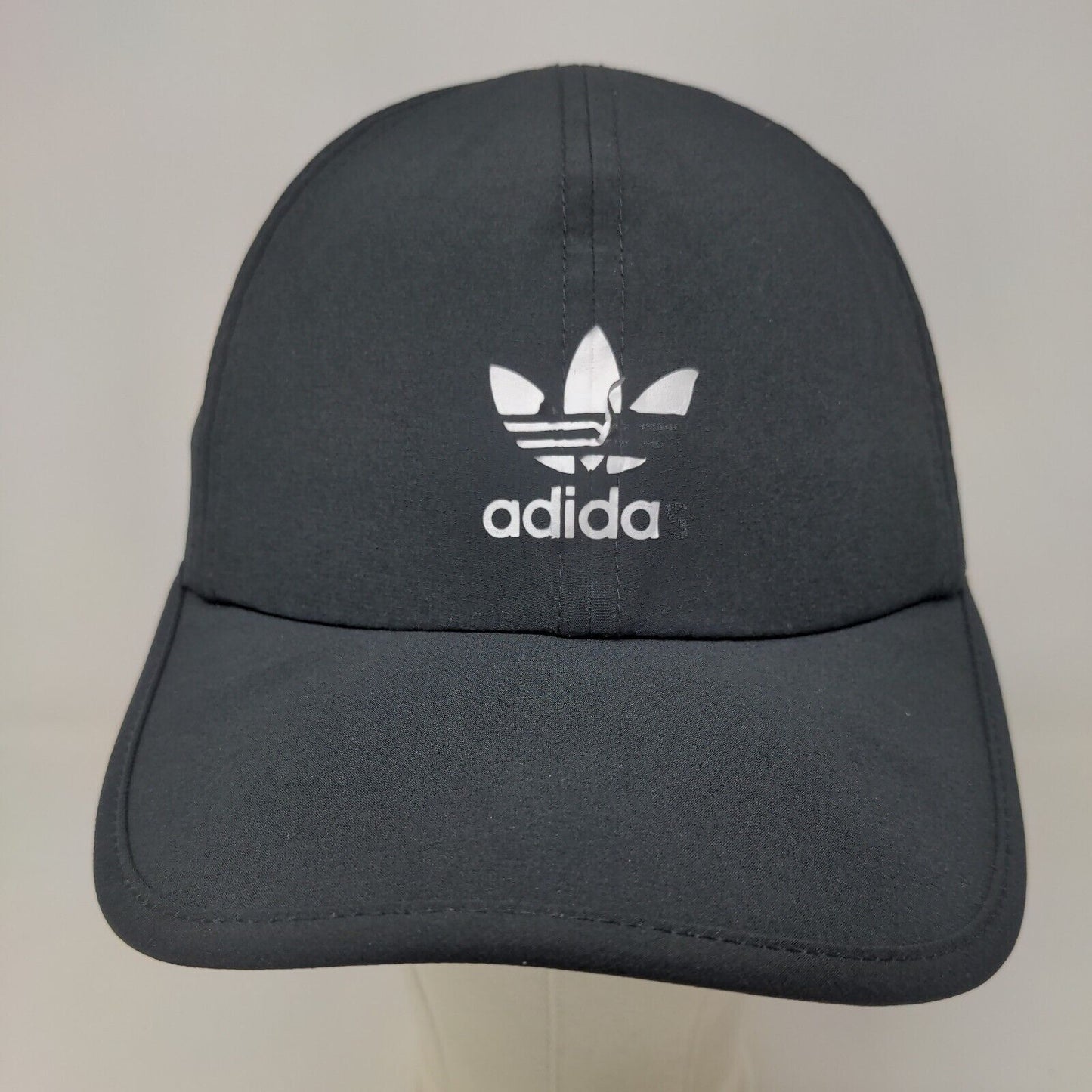 Adidas Men's Strapback Hat Black White Striped Distressed Trefoil Logo