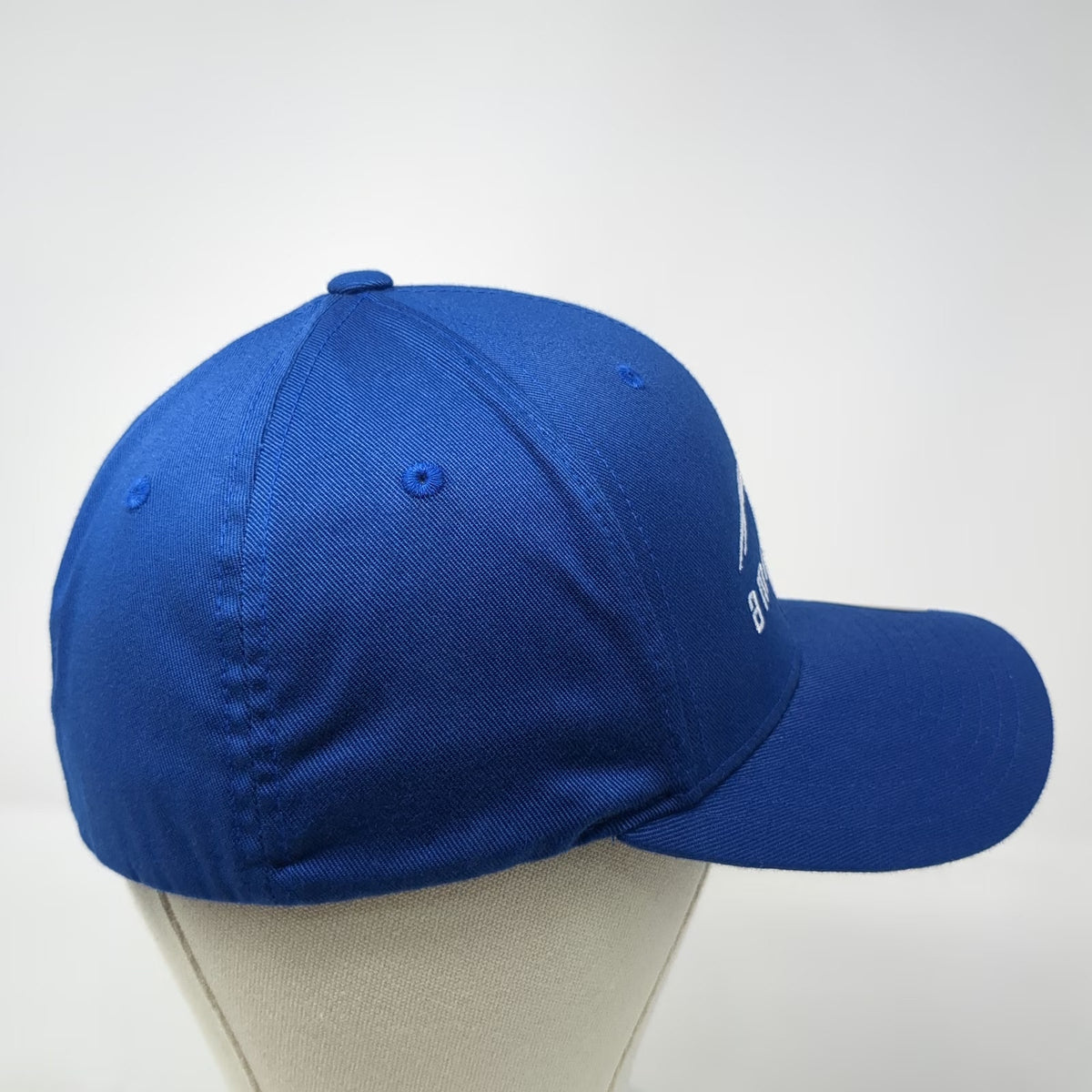 Flexfit Baseball Cap Blue M Structured Stretch Fit Americold Logo Grey Brim Hat