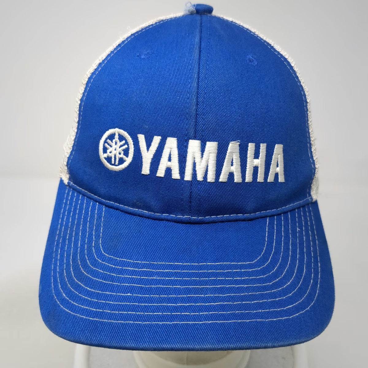 Yamaha Blue One Size Baseball Cap Mesh Trucker Hat Embroidered Logo Racing White