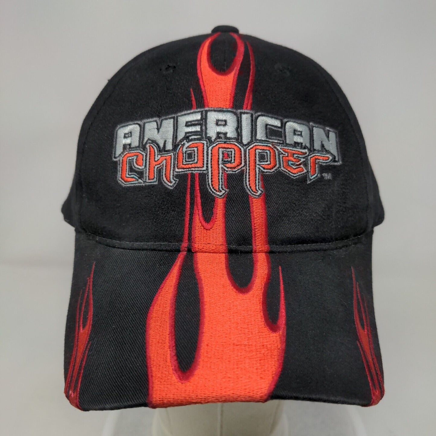 American Chopper Strapback Hat Black One Size Embroidered 6 Panel Cotton