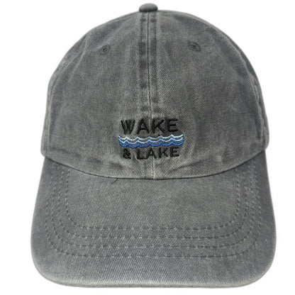 Pacific Brim Baseball Cap Gray One Size Hat Wake & Lake Embroidered Slideback
