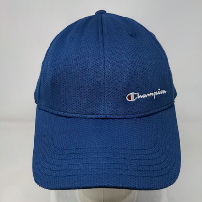 Champion Fitted Hat Blue L/XL Embroidered Solid 6 Panel Vent Holes