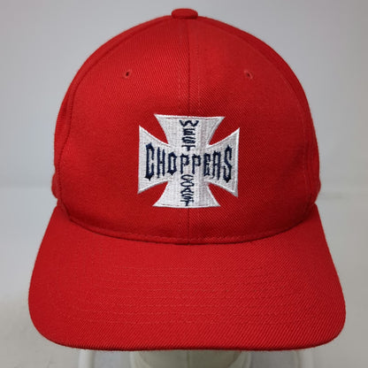 Yupoong Snapback Red Hat One Size West Coast Choppers Jesse James Iron Cross