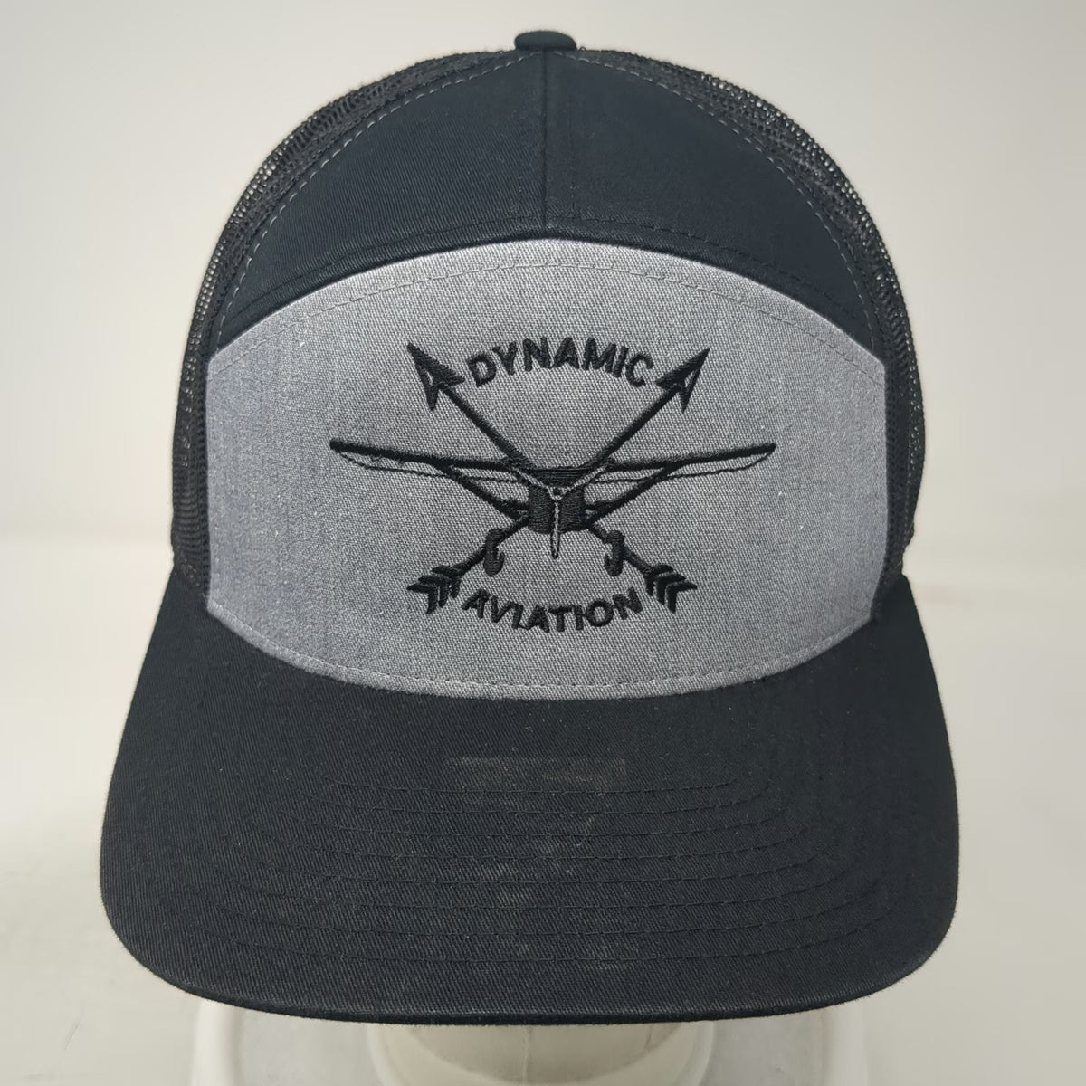 Richardson Trucker Hat Black One Size Dynamic Aviation Mesh Back Logo Snapback