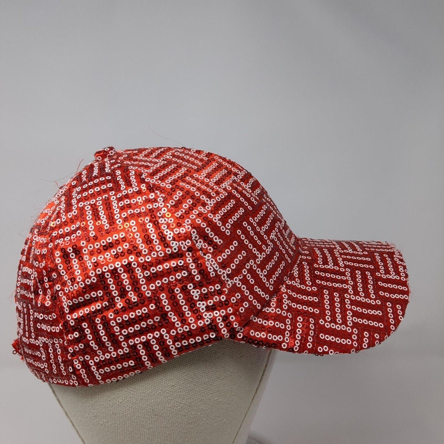 Unbranded Strapback Hat Red One Size Adjustable Bedazzled Sequin Polyester