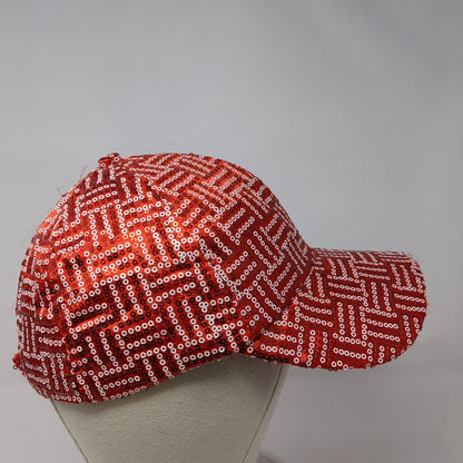 Unbranded Strapback Hat Red One Size Adjustable Bedazzled Sequin Polyester