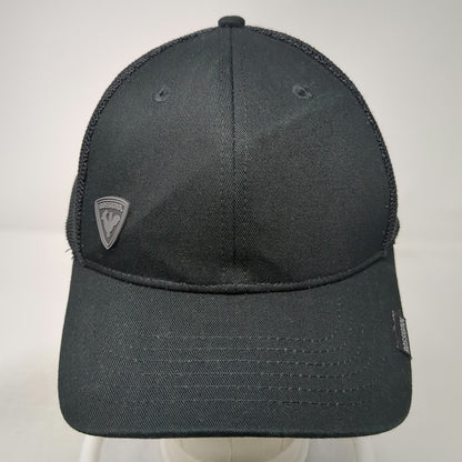 Rossignol Trucker Hat Black One Size Mesh Back Snapback Rubber Logo Patch