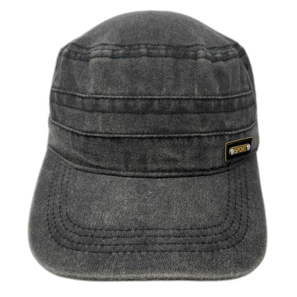 Army Cap Gray One Size Washed Cotton Slideback Buckle Sport Patch Cadet Hat