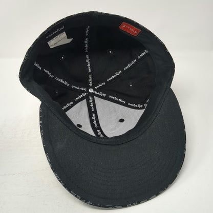 oneballjay Baseball Cap Black 7 1/8 All Over Skull Cross Print Fitted Hat