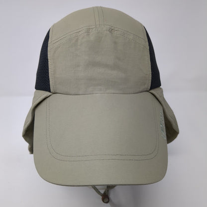 Columbia Strapback Hat Tan One Size Chin Strap Back Flap UPF 30+ Outdoor