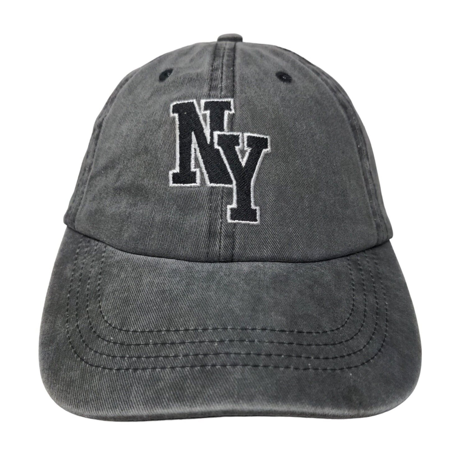 NY New York Strapback Hat Gray One Size Embroidered Adjustable Vented Holes