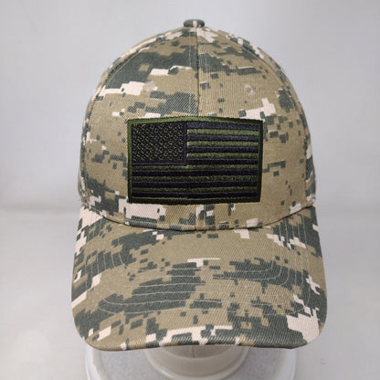 American Flag Strapback Hat Camouflage OS Adjustable Embroidered Patriotic