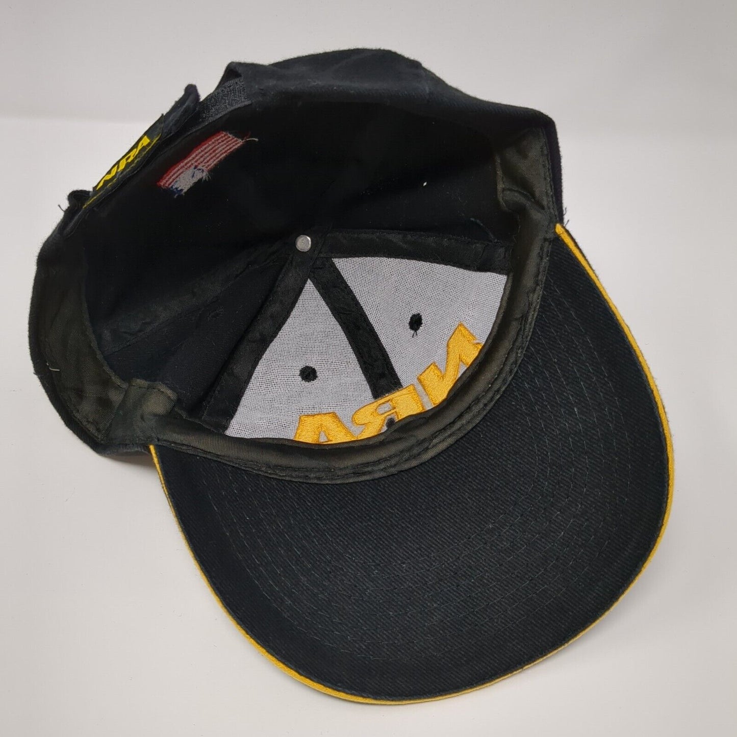 NRA Strapback Hat Black OSFA Adjustable Embroidered USA American Flag