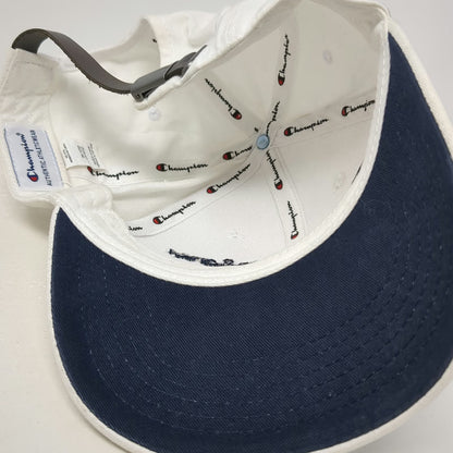 Champion Baseball Cap White One Size Embroidered Script Logo Slideback Strap Hat