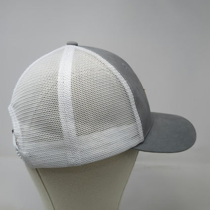 GOAT USA Trucker Hat Gray White One Size Leather Patch Mesh Back Snapback Cap