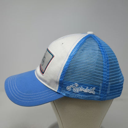 The Spindle Trucker Hat Blue One Size Snapback Enjoy Ride Bicycle Mesh Patch