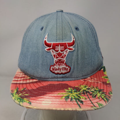 Chicago Bulls Slideback Hat Blue Denim Palms New Era 9Fifty M/L Hardwood NBA